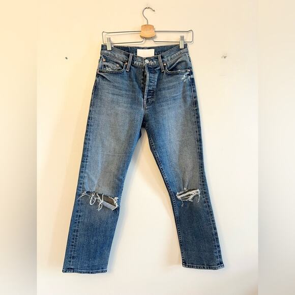 Mother Superior The Tomcat Seriously Truce blue Jeans Straight Leg distressed 25 - Picture 3 of 13